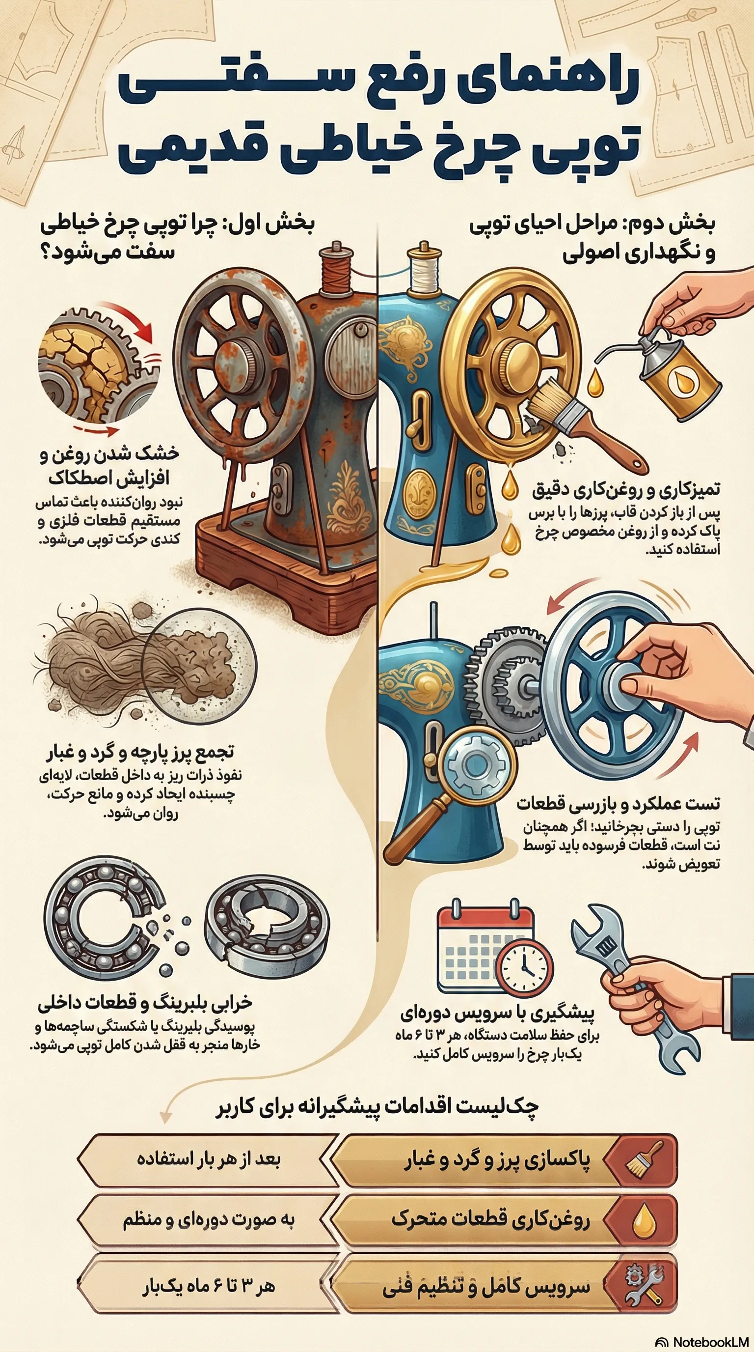 علت سفت شدن توپی چرخ خیاطی