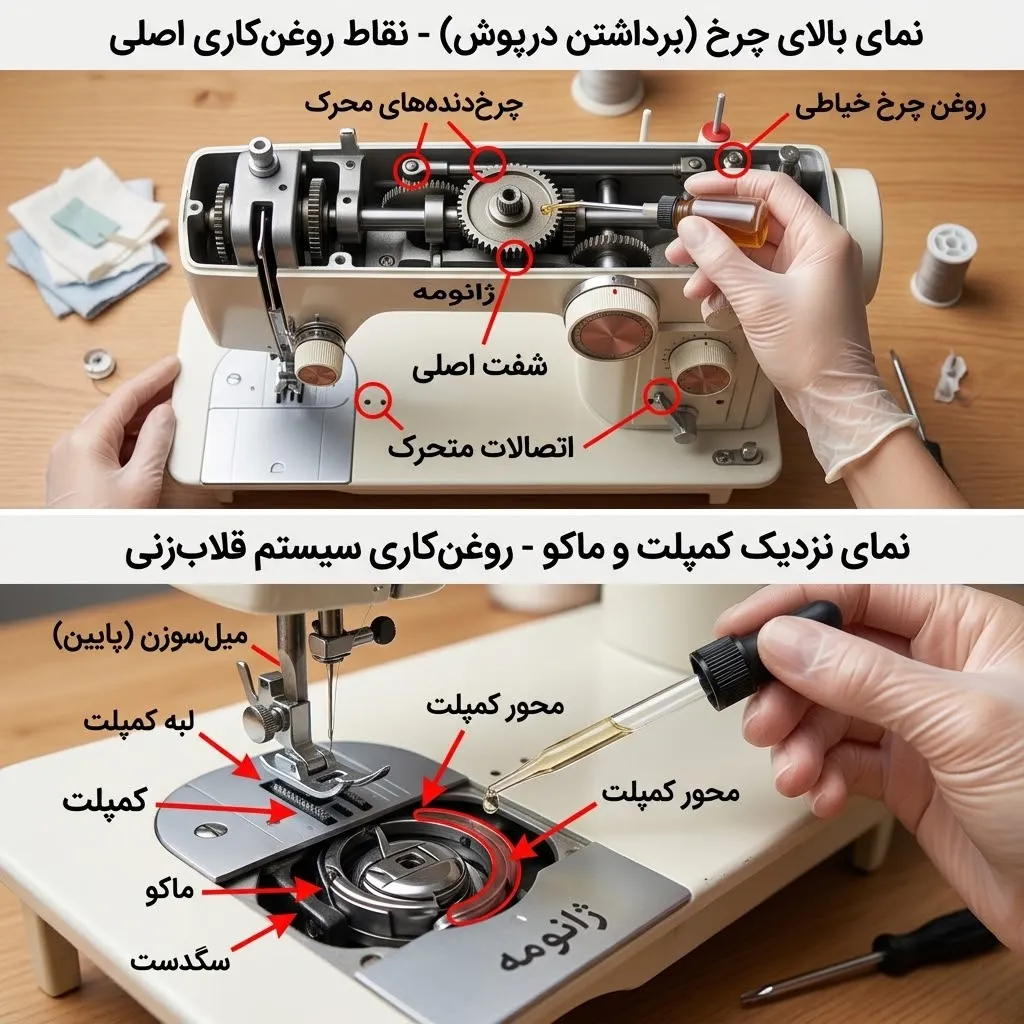 مراحل روغن کاری چرخ ژانومه 802