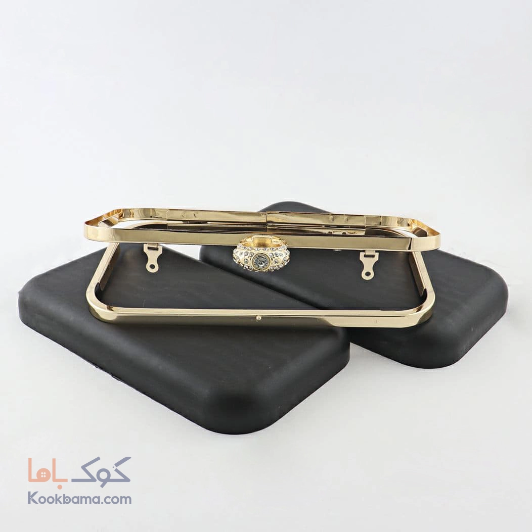 کیف کلاج دهانه قابدار انگشتری نگین دار 19 سانت 
