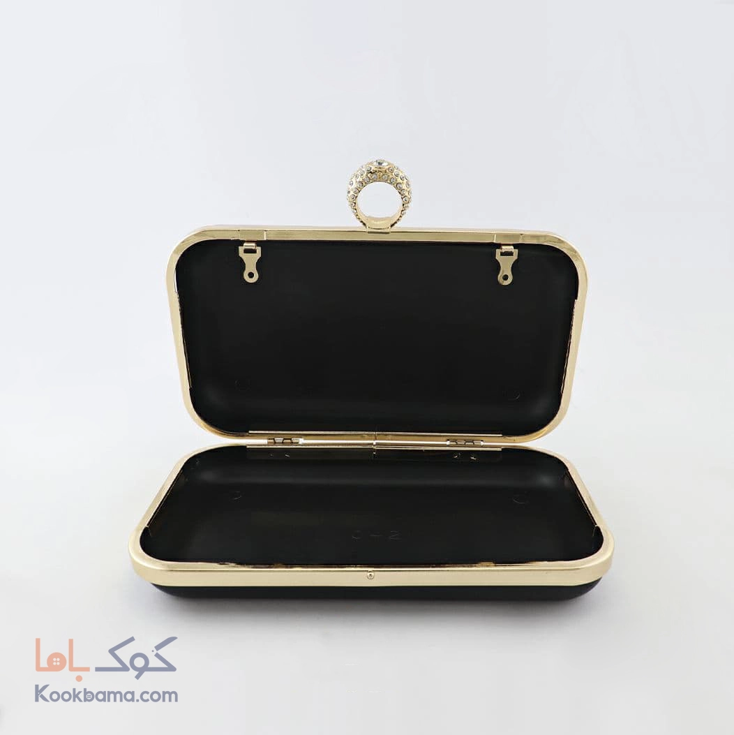 کیف کلاج دهانه قابدار انگشتری نگین دار 19 سانت  0